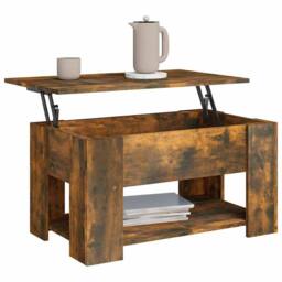 Berkfield Home Coffee Table Smoked Oak 79x49x41 cm Engineered Wood in Brown - Size: 79 x 49 x 41 cm - thumbnail 4