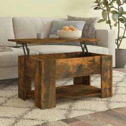 Berkfield Home Coffee Table Smoked Oak 79x49x41 cm Engineered Wood in Brown - Size: 79 x 49 x 41 cm - thumbnail 2