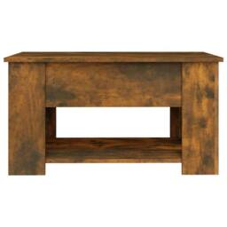 Berkfield Home Coffee Table Smoked Oak 79x49x41 cm Engineered Wood in Brown - Size: 79 x 49 x 41 cm - thumbnail 6
