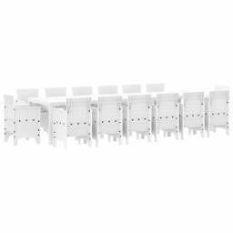 Berkfield Home White 15 Piece Garden Dining Set with Cushions White Poly Rattan - thumbnail 3