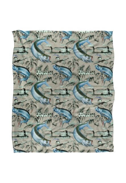 JQ Licensing Jl-Jp-Jq Tarpon Tiki Fishing Pattern 2 Silky Touch Super Soft Throw Blanket 152 X 127 cm in White - image 1