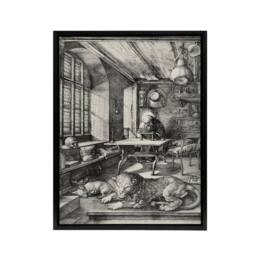 "Artery8 Saint Jerome in His Study Albrecht Durer Framed Canvas Wall Art Print in Grey - Size: W18"" x H24""" - thumbnail 1
