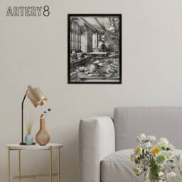 "Artery8 Saint Jerome in His Study Albrecht Durer Framed Canvas Wall Art Print in Grey - Size: W18"" x H24""" - thumbnail 3