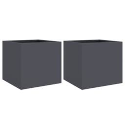 Berkfield Home Planters 2 pcs Anthracite 32x30x29 cm Steel in Dark Grey - Size: 32 x 30 x 29 cm - thumbnail 3