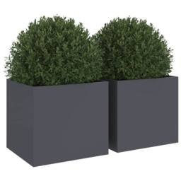 Berkfield Home Planters 2 pcs Anthracite 32x30x29 cm Steel in Dark Grey - Size: 32 x 30 x 29 cm - thumbnail 4