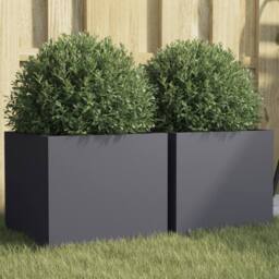 Berkfield Home Planters 2 pcs Anthracite 32x30x29 cm Steel in Dark Grey - Size: 32 x 30 x 29 cm - thumbnail 2