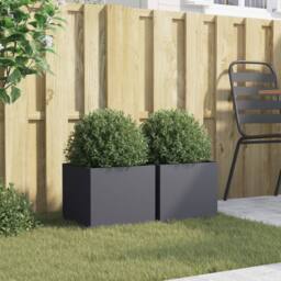 Berkfield Home Planters 2 pcs Anthracite 32x30x29 cm Steel in Dark Grey - Size: 32 x 30 x 29 cm