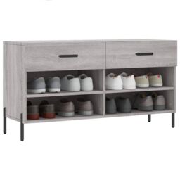 Berkfield Home Shoe Bench Grey Sonoma 102x35x55 cm Engineered Wood - Size: 102 x 35 x 55 cm - thumbnail 3