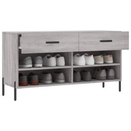 Berkfield Home Shoe Bench Grey Sonoma 102x35x55 cm Engineered Wood - Size: 102 x 35 x 55 cm - thumbnail 4