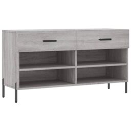 Berkfield Home Shoe Bench Grey Sonoma 102x35x55 cm Engineered Wood - Size: 102 x 35 x 55 cm - thumbnail 2