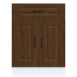 Berkfield Home Kitchen Base Cabinet Kalmar Brown Oak Engineered Wood - thumbnail 4
