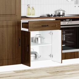 Berkfield Home Kitchen Base Cabinet Kalmar Brown Oak Engineered Wood - thumbnail 3