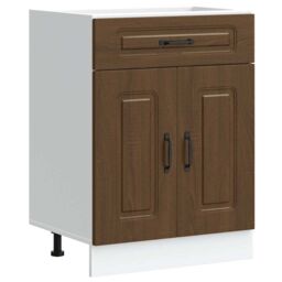 Berkfield Home Kitchen Base Cabinet Kalmar Brown Oak Engineered Wood - thumbnail 2