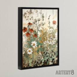 "Artery8 Daisy Wildflowers Vintage Watercolour Framed Canvas Wall Art Print - Size: W12"" x H16""" - thumbnail 2