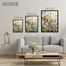 "Artery8 Daisy Wildflowers Vintage Watercolour Framed Canvas Wall Art Print - Size: W12"" x H16""" - thumbnail 4