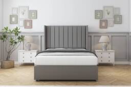 "Sloomy Falcon Dumfries Divan Set No Drawers-54"" Wingback in Light Grey - Size: Single" - thumbnail 1
