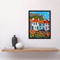 "Artery8 Summer Day in English Town Tulips Colourful Framed Art Print - Size: W12"" x H16""" - thumbnail 4