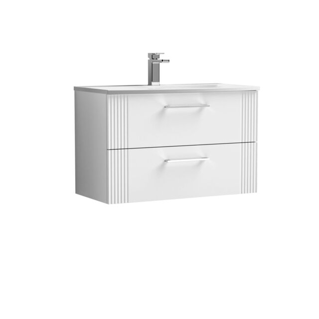 Balterley Wall Hung 2 Drawers Vanity Unit - Curved Basin 800mm, Satin White - image 1
