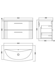 Balterley Wall Hung 2 Drawers Vanity Unit - Curved Basin 800mm, Satin White - thumbnail 7