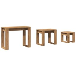 Berkfield Home Nest of Tables 3 pcs Artisan Oak Engineered Wood in Brown - thumbnail 2