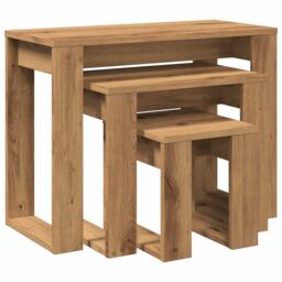 Berkfield Home Nest of Tables 3 pcs Artisan Oak Engineered Wood in Brown - thumbnail 7