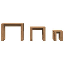 Berkfield Home Nest of Tables 3 pcs Artisan Oak Engineered Wood in Brown - thumbnail 4