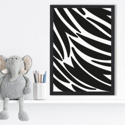 ARTZE Cute Cartoon Style Zebra Print Framed Print SIZE: A3 with Black Frame - Size: A4 - thumbnail 2