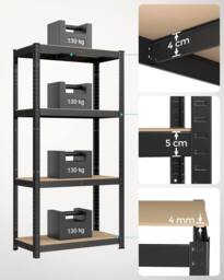 SONGMICS Set of 2 Boltless Garage Shelving Units with 4 Tiers in Black - thumbnail 4