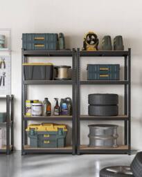 SONGMICS Set of 2 Boltless Garage Shelving Units with 4 Tiers in Black - thumbnail 1