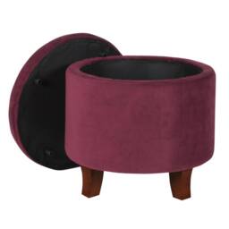 Luxury Living Cambridge Tufted Round Storage Ottoman Footstool in Wine - thumbnail 3