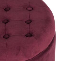 Luxury Living Cambridge Tufted Round Storage Ottoman Footstool in Wine - thumbnail 6