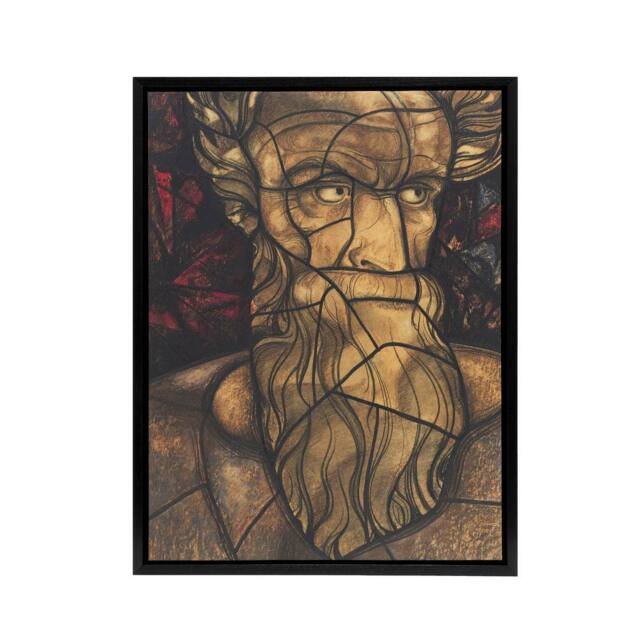 "Artery8 St Matthew Stained Glass Design Holst Framed Canvas Wall Art Print - Size: W24"" x H32""" - image 1