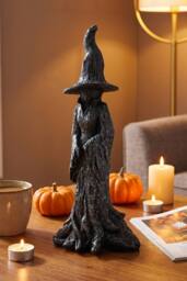 Living and Home Halloween Resin Witch Figurine Tabletop Ornament for Home Decor in Black