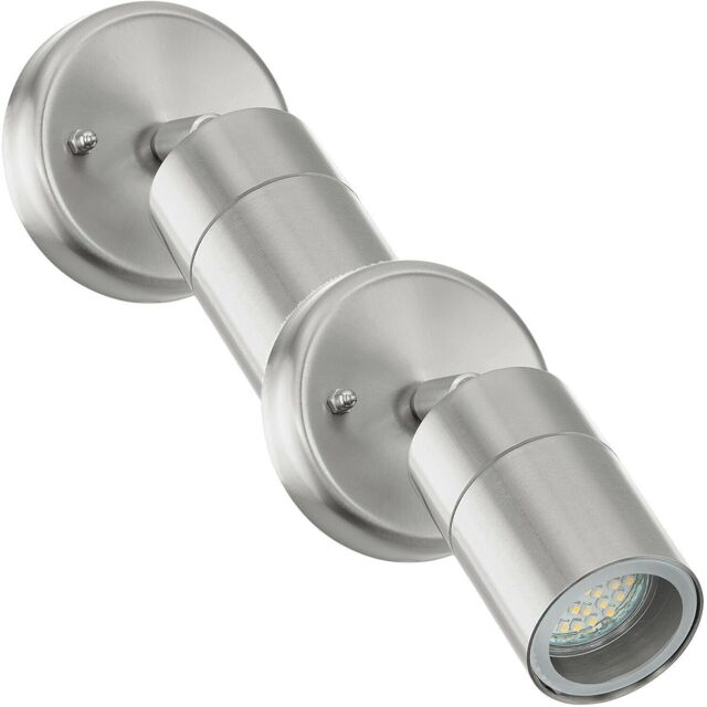 Loops 2 PACK IP44 Outdoor Wall Light Stainless Steel 5W GU10 Adjustable Porch Lamp in Metallics - image 1