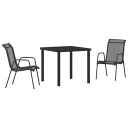Berkfield Home 3 Piece Garden Dining Set Black Textilene & Steel - thumbnail 2