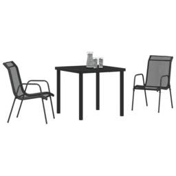 Berkfield Home 3 Piece Garden Dining Set Black Textilene & Steel - thumbnail 3