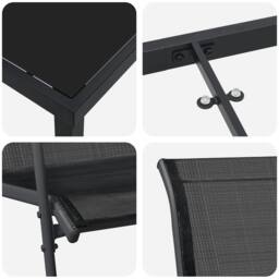 Berkfield Home 3 Piece Garden Dining Set Black Textilene & Steel - thumbnail 9