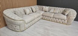 1001 Ambassador Corner sofa 270cm x 270cm Champagne Velvet in Cream - Size: 100g - thumbnail 3