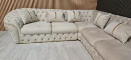 1001 Ambassador Corner sofa 270cm x 270cm Champagne Velvet in Cream - Size: 100g - thumbnail 6