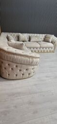 1001 Ambassador Corner sofa 270cm x 270cm Champagne Velvet in Cream - Size: 100g - thumbnail 4