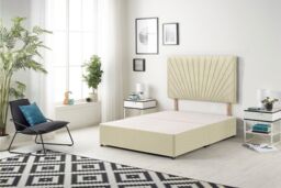 Somnior Platinum Ortho Sprung Memory Foam Mattress with Divan Bed with Headboard Linen Fabric in Cream - Size: Small Single - thumbnail 3