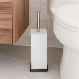Harbour Housewares Square Toilet Brush & Holder - Cleaning Brush Set with Non Slip Base in White - thumbnail 7