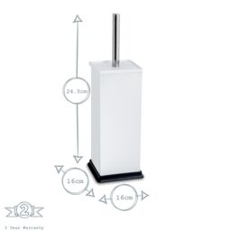 Harbour Housewares Square Toilet Brush & Holder - Cleaning Brush Set with Non Slip Base in White - thumbnail 3