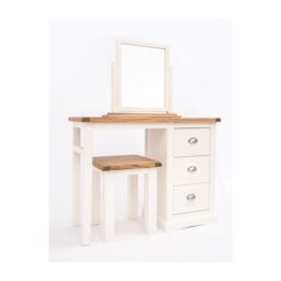 Cabinet Bits Cosenza 3 Drawer Dressing Table Set Chrome Cup Handle in Off-White - thumbnail 2
