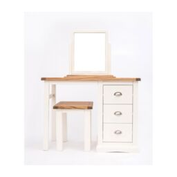 Cabinet Bits Cosenza 3 Drawer Dressing Table Set Chrome Cup Handle in Off-White