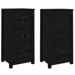 Berkfield Home Sideboards 2 pcs Black 40x35x80 cm Solid Wood Pine - Size: 40 x 35 x 80 cm - thumbnail 3
