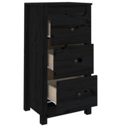 Berkfield Home Sideboards 2 pcs Black 40x35x80 cm Solid Wood Pine - Size: 40 x 35 x 80 cm - thumbnail 8