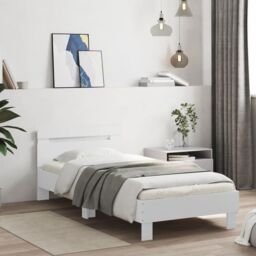 Berkfield Home Bed Frame without Mattress with Headboard White 90x200 cm - thumbnail 1