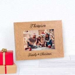 Uniqueful Personalised Family Christmas Wood Picture Frame 6x4 Gift in Brown - thumbnail 3