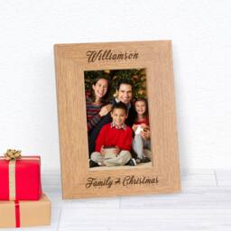 Uniqueful Personalised Family Christmas Wood Picture Frame 6x4 Gift in Brown - thumbnail 1